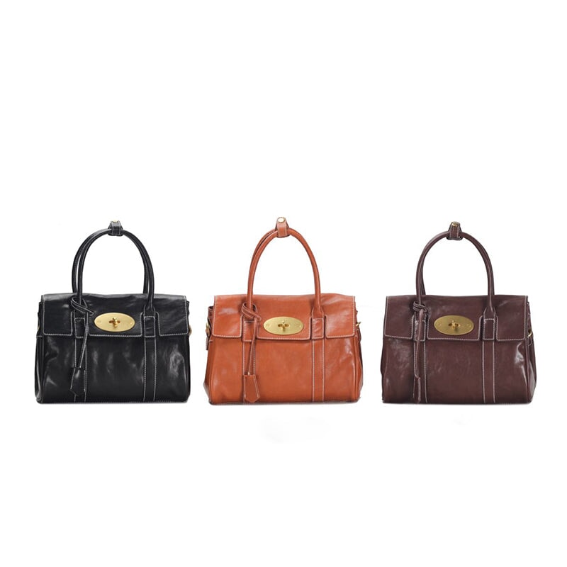 Elegante Schultertasche aus pflanzlich gegerbtem Leder, Damen-Tragetasche