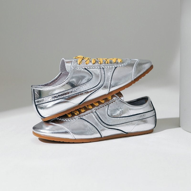 Handgefertigte, farbenfrohe Sneaker aus weichem Leder f&uuml;r Damen &ndash; Schn&uuml;rschuhe, Designerschuhe