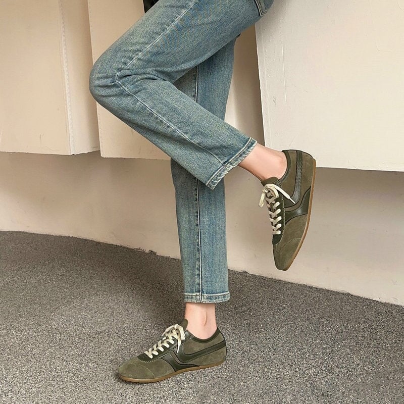 Handgefertigte, farbenfrohe Sneaker aus weichem Leder f&uuml;r Damen &ndash; Schn&uuml;rschuhe, Designerschuhe