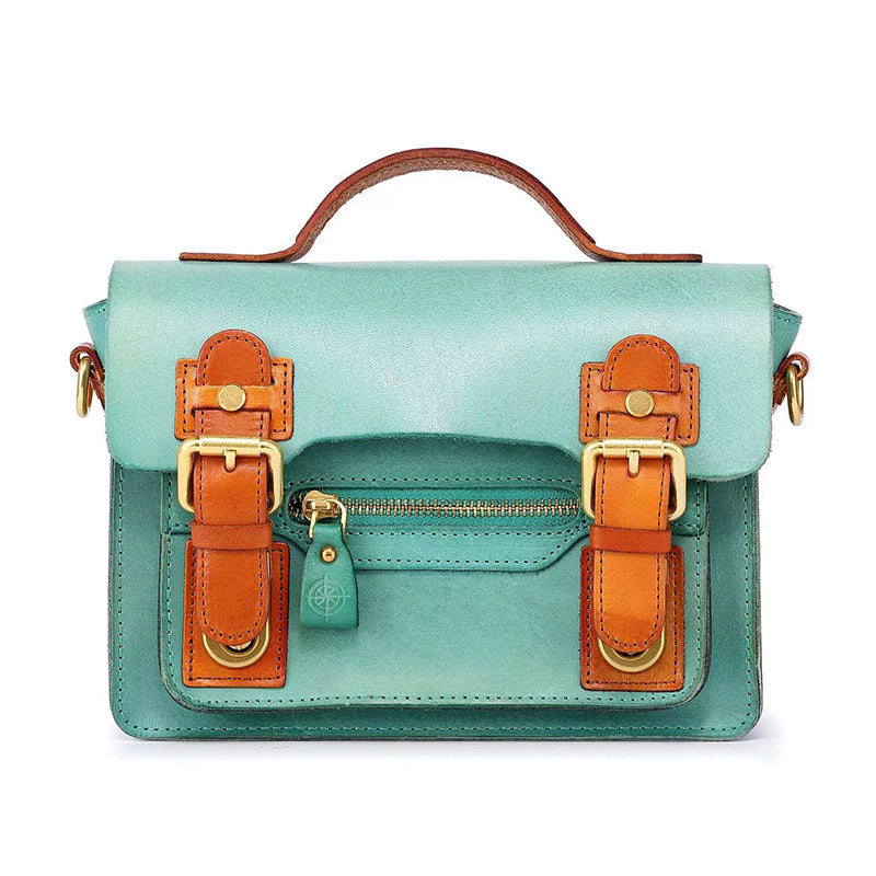 Cambridge Crossbody Bag, Vollnarbenleder, britischer Stil, Henkeltasche mit Kontrastbesatz, in 4 Farben