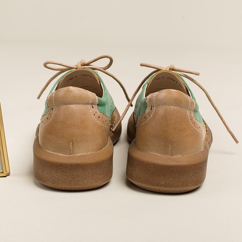 Damskie buty typu Wingtip, ręcznie robione, z owczej sk&oacute;ry, pełne brogsy, oksfordy i płaskie buty z krawatem, eleganckie