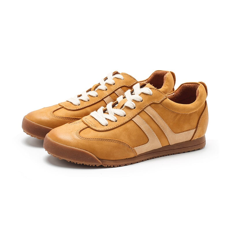 Damskie sk&oacute;rzane trampki Army Trainer Low-top z paskami w 4 kolorach