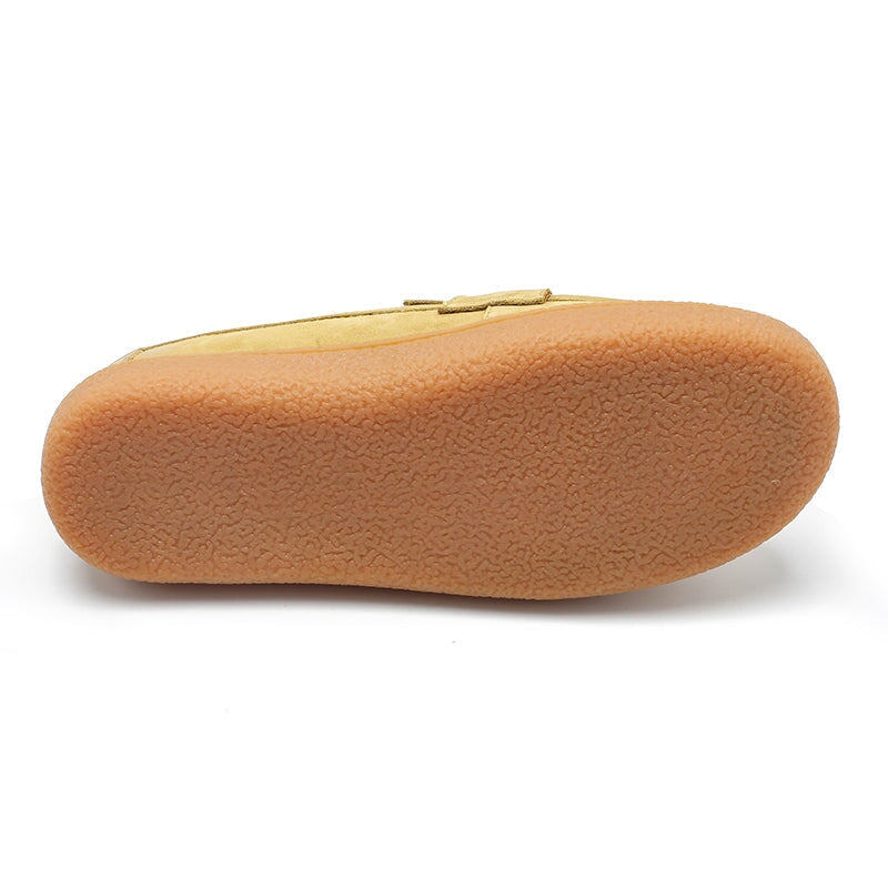 Penny loafers van nubuckleer voor dames in groen/khaki/bruin/camouflagebruin/geel