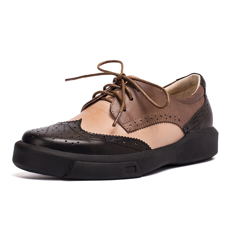 Damskie buty typu Wingtip, ręcznie robione, z owczej sk&oacute;ry, pełne brogsy, oksfordy i płaskie buty z krawatem, eleganckie
