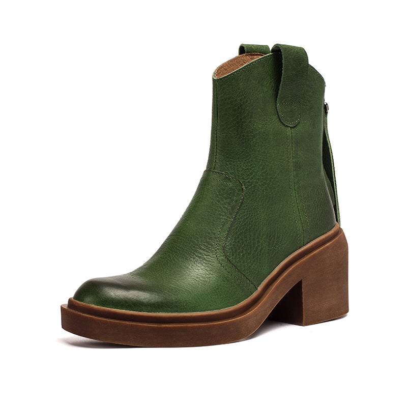 Bottes western en cuir, bottes de cowboy artisanales, chaussures de cr&eacute;ateur, fermeture &eacute;clair arri&egrave;re, marron/noir/vert