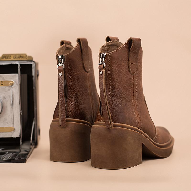 Bottes western en cuir, bottes de cowboy artisanales, chaussures de cr&eacute;ateur, fermeture &eacute;clair arri&egrave;re, marron/noir/vert