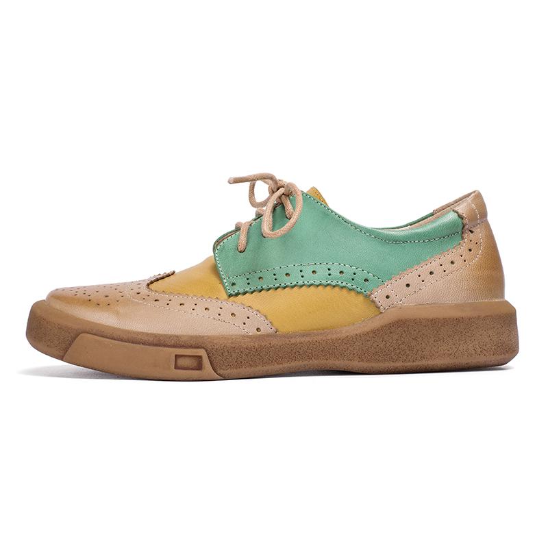 Damskie buty typu Wingtip, ręcznie robione, z owczej sk&oacute;ry, pełne brogsy, oksfordy i płaskie buty z krawatem, eleganckie
