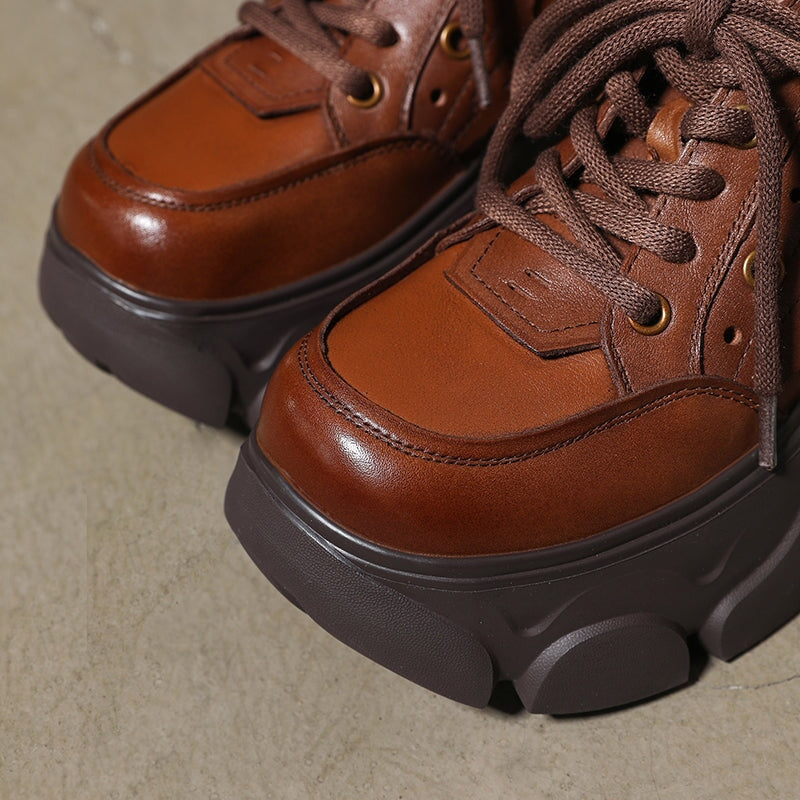 Schn&uuml;rschuhe aus Rindsleder, 40 mm Plateau, braun/schwarz