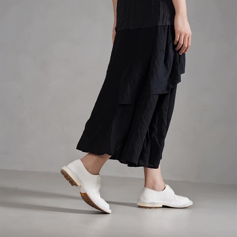 Casual leren Derby-schoenen met vetersluiting, handgemaakte Oxford-schoenen voor dames in zwart/wit.