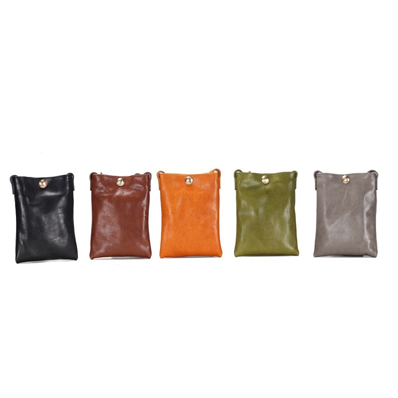Bolso bandolera sencillo de piel curtida vegetal para mujer, colecci&oacute;n multicolor