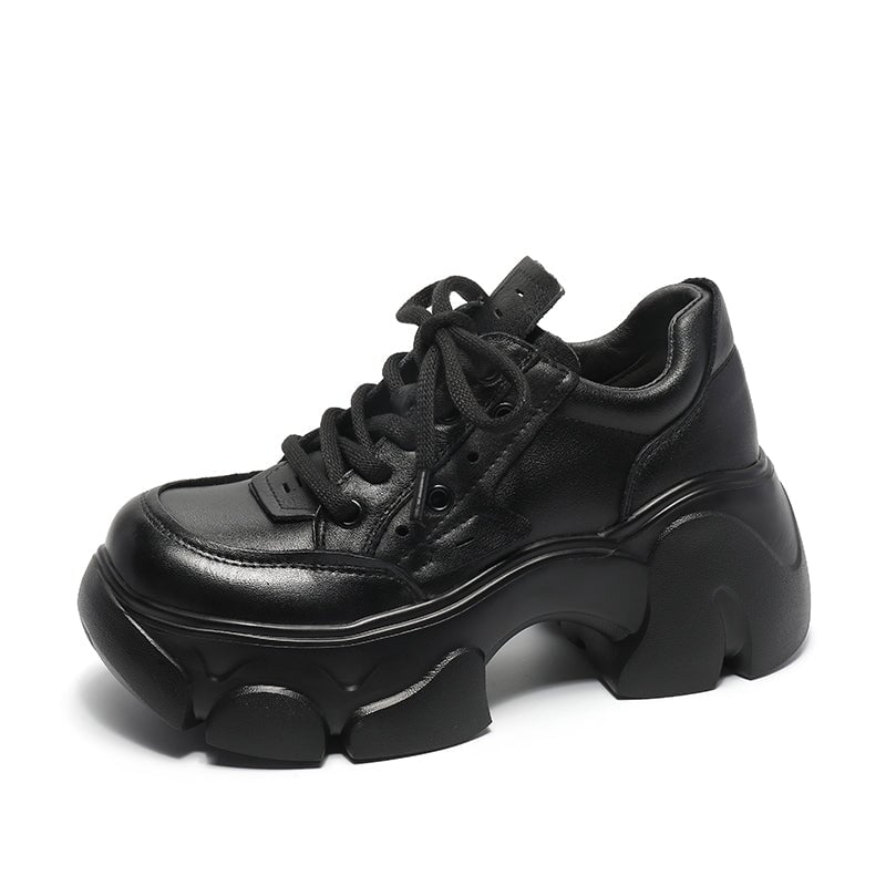 Schn&uuml;rschuhe aus Rindsleder, 40 mm Plateau, braun/schwarz