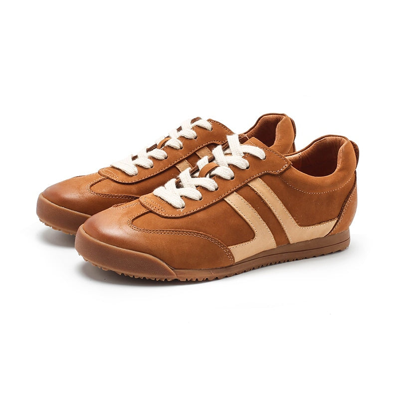 Damskie sk&oacute;rzane trampki Army Trainer Low-top z paskami w 4 kolorach
