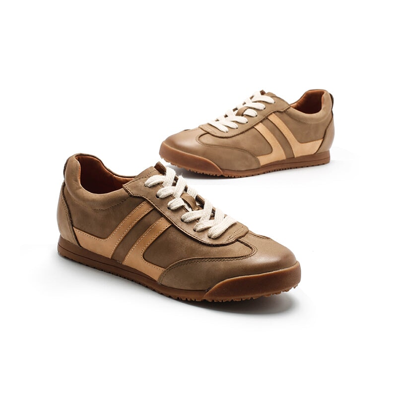 Damskie sk&oacute;rzane trampki Army Trainer Low-top z paskami w 4 kolorach