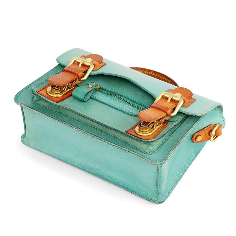 Cambridge Crossbody Bag, Vollnarbenleder, britischer Stil, Henkeltasche mit Kontrastbesatz, in 4 Farben
