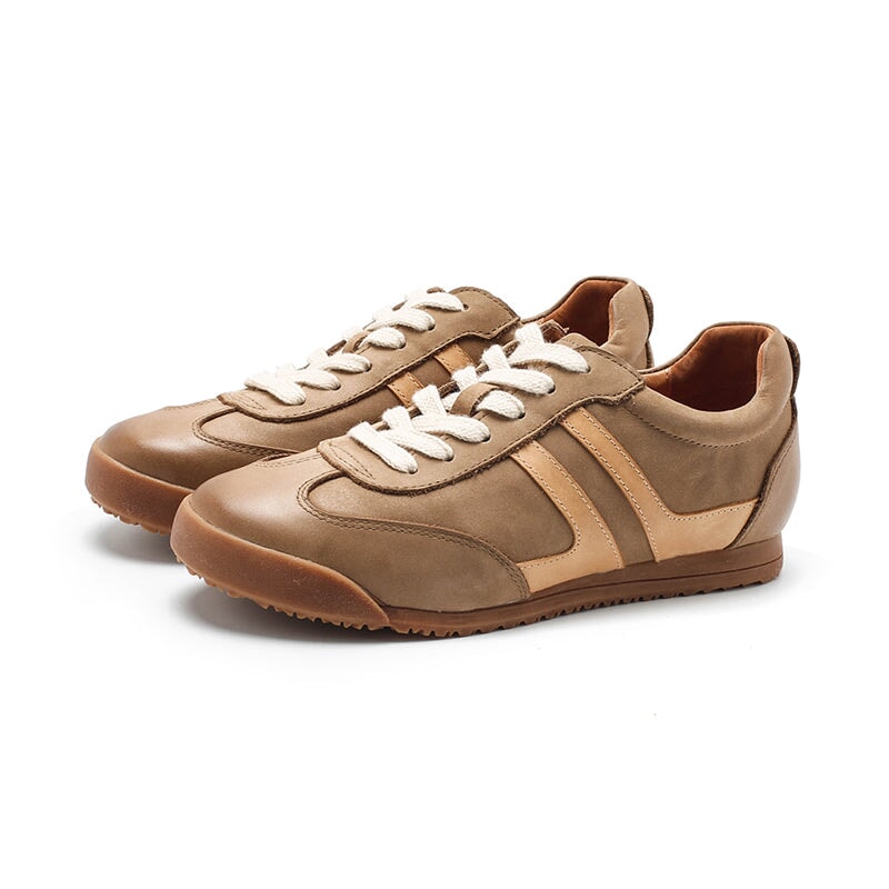 Damskie sk&oacute;rzane trampki Army Trainer Low-top z paskami w 4 kolorach