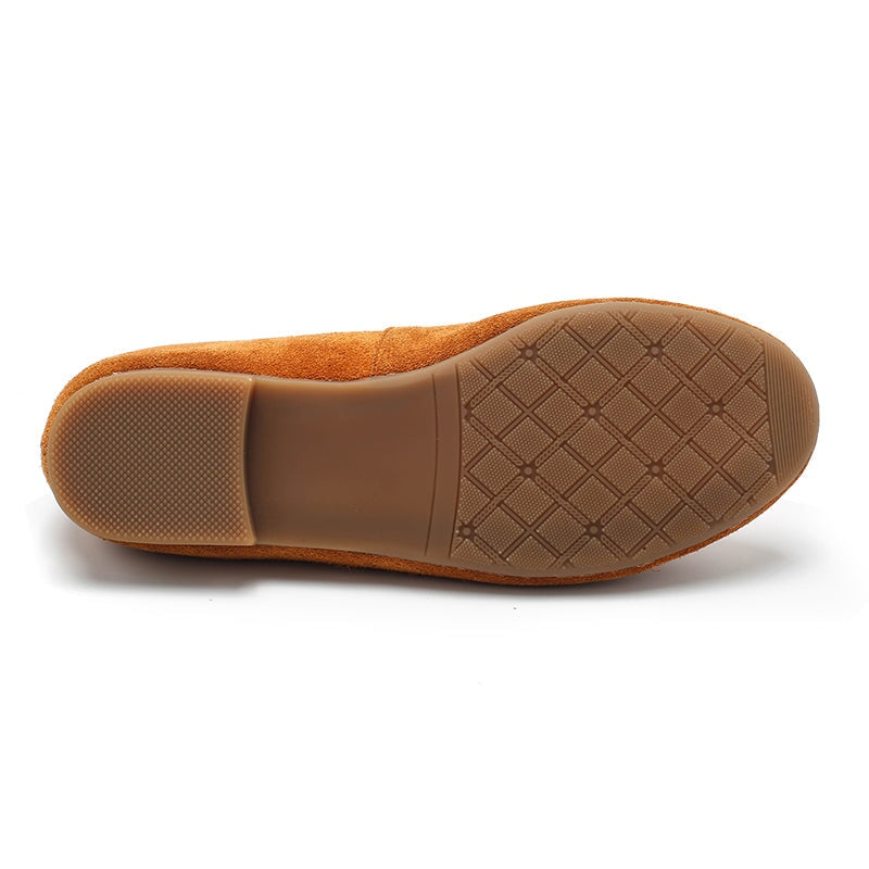 Zapatos planos de ante hechos a mano para mujer, estilo Mori, sin cordones, en 7 colores