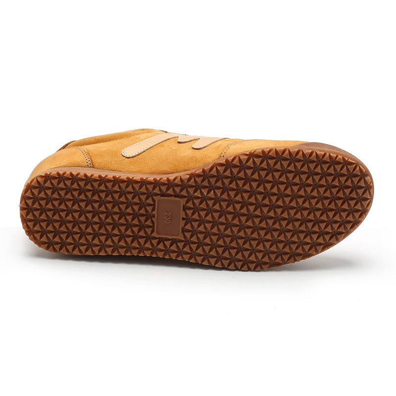 Damskie sk&oacute;rzane trampki Army Trainer w kolorze khaki/ż&oacute;łtym/brązowym kamea