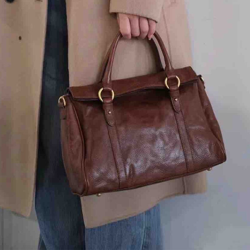 Retro-Handtasche aus Leder mit gro&szlig;em Fassungsverm&ouml;gen