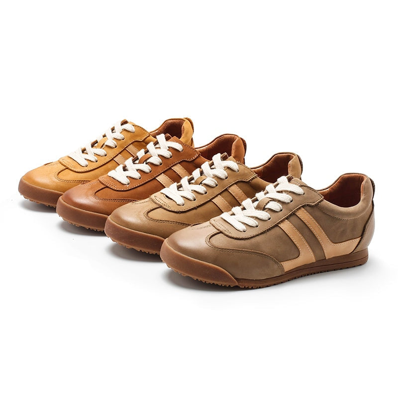 Damskie sk&oacute;rzane trampki Army Trainer Low-top z paskami w 4 kolorach