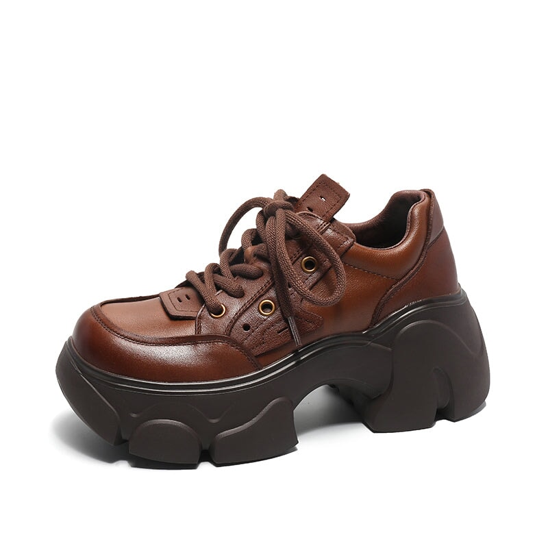 Schn&uuml;rschuhe aus Rindsleder, 40 mm Plateau, braun/schwarz