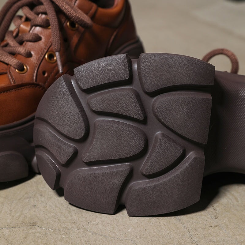 Schn&uuml;rschuhe aus Rindsleder, 40 mm Plateau, braun/schwarz