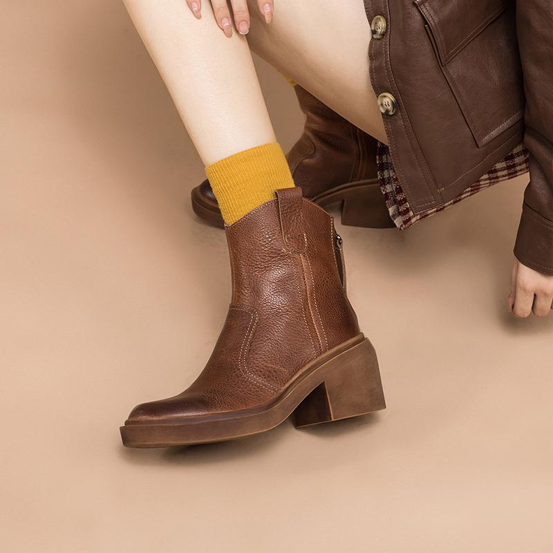 Bottes western en cuir, bottes de cowboy artisanales, chaussures de cr&eacute;ateur, fermeture &eacute;clair arri&egrave;re, marron/noir/vert