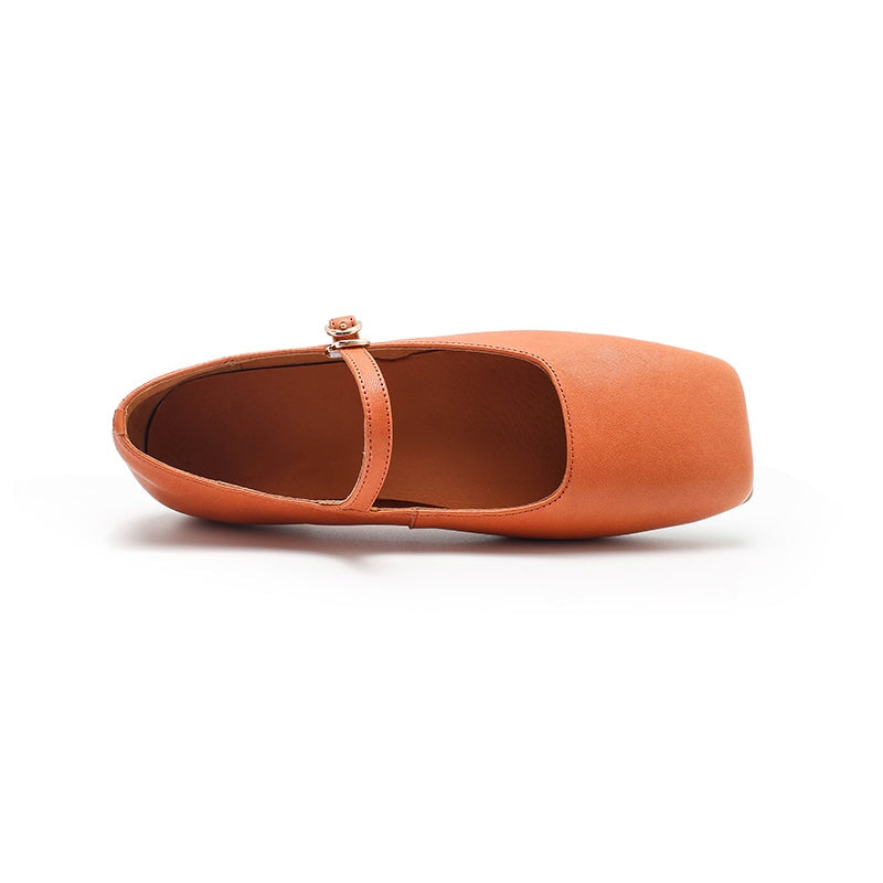 Michaela Mary Jane ballerina's voor dames van schapenvacht in de kleuren groen/khaki/blauw/abrikoos/rood/oranje/beige/zwart.