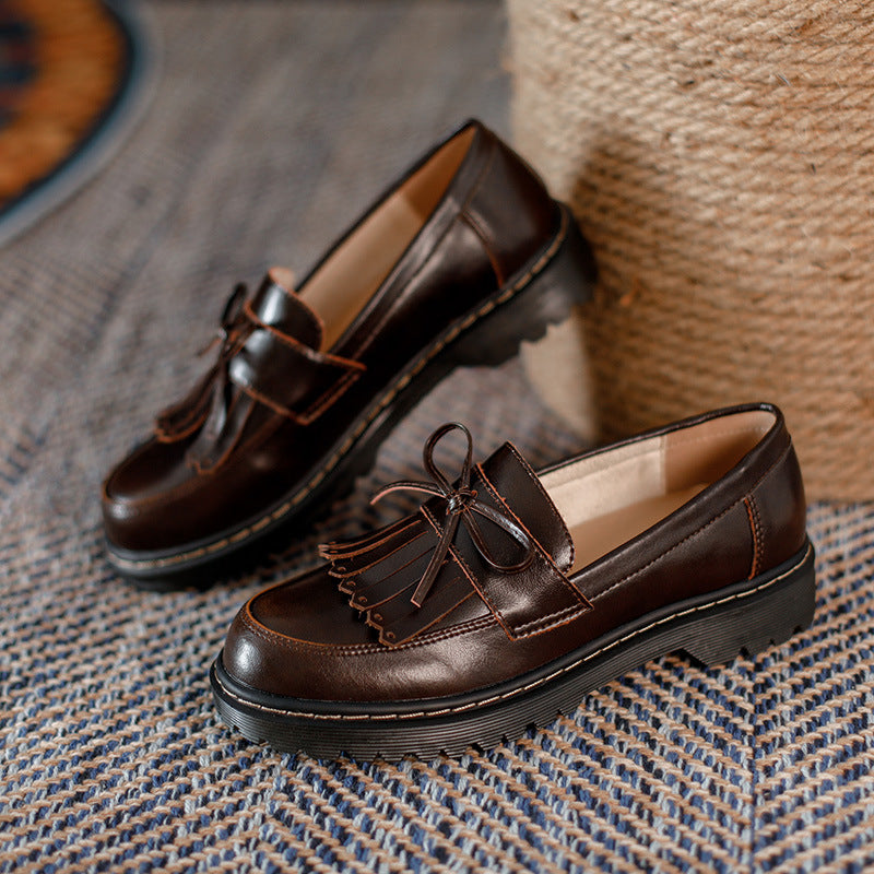Britische Retro-Loafer f&uuml;r Damen mit Schleifenquaste
