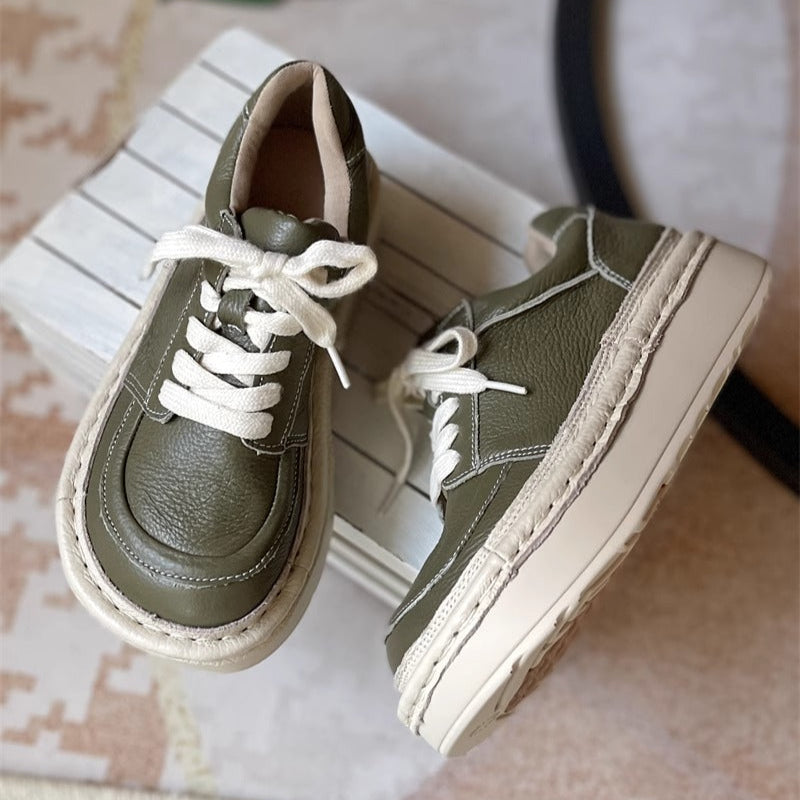 Chaussures d&eacute;contract&eacute;es basses &agrave; lacets et plateforme &eacute;paisse pour femmes &ndash; Style moche-mignon