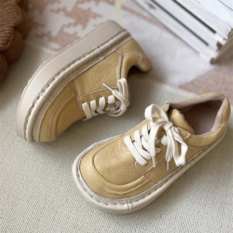 Chaussures d&eacute;contract&eacute;es basses &agrave; lacets et plateforme &eacute;paisse pour femmes &ndash; Style moche-mignon