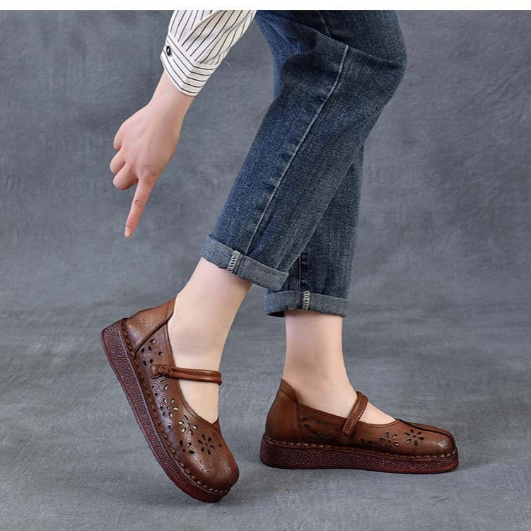 Sandales en cuir pour femme &agrave; d&eacute;coupes florales &ndash; Style &eacute;t&eacute; respirant