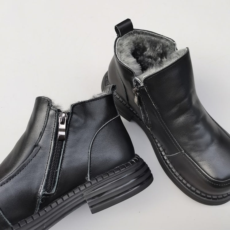 Bottines Derby pour femme, style britannique, bout large &ndash; Laine peluche, confort optimal