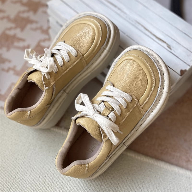 Chaussures d&eacute;contract&eacute;es basses &agrave; lacets et plateforme &eacute;paisse pour femmes &ndash; Style moche-mignon