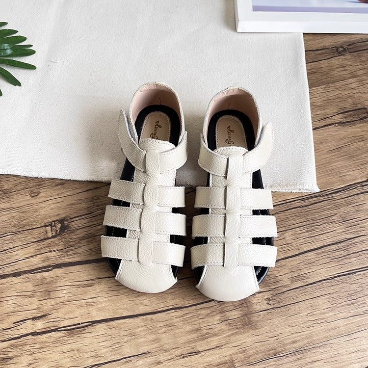 Sandalias de pescador cerradas de piel suave para mujer: informales y transpirables.