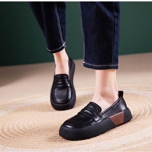 L&auml;ssige Damen-Plateau-Loafer im Retro-Stil, weiche, dicksohlige Schuhe