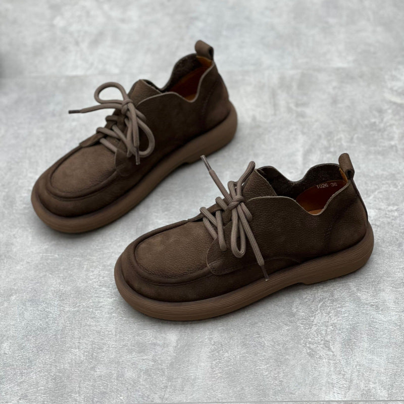 Ręcznie robione damskie, sznurowane, sk&oacute;rzane, płaskie buty typu Oxford