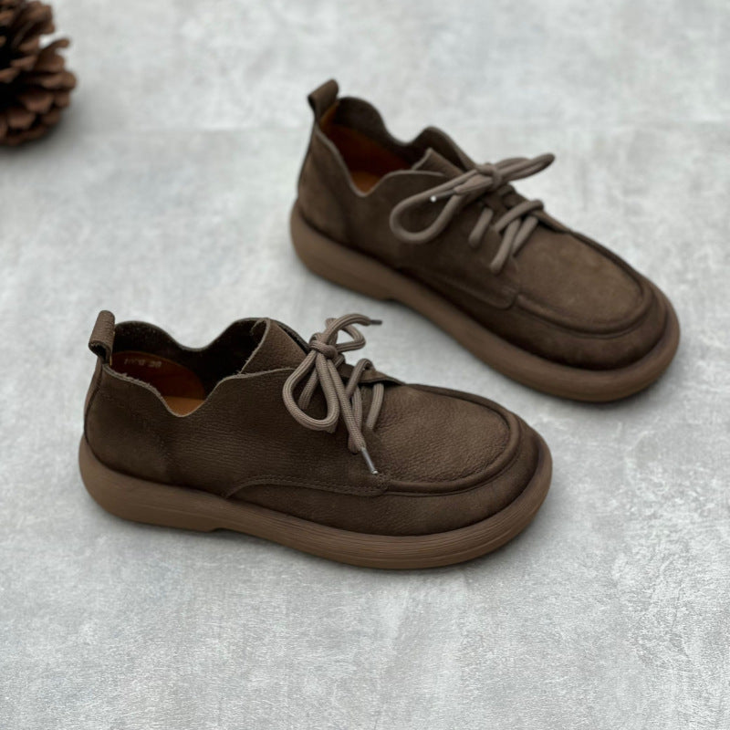 Ręcznie robione damskie, sznurowane, sk&oacute;rzane, płaskie buty typu Oxford