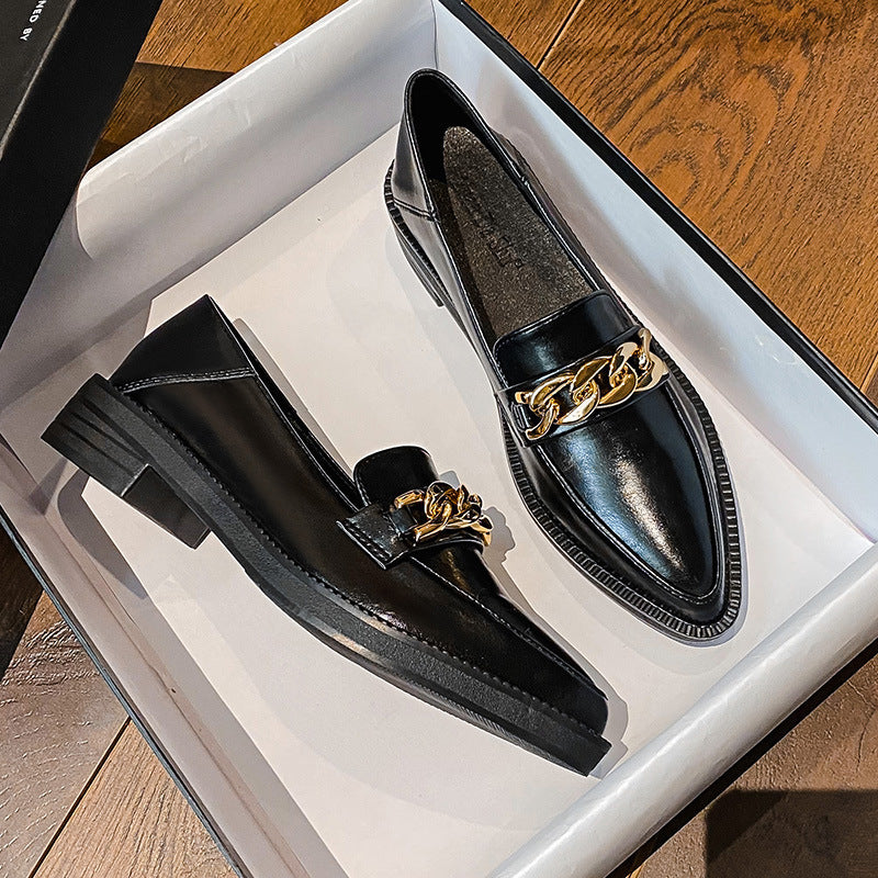 Damen-Retro-Slipper mit Metallkette und dicker Sohle