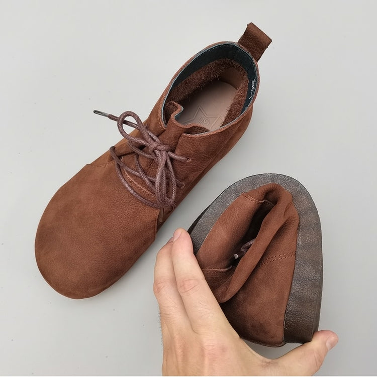 Bottes hautes plates souples r&eacute;tro en cuir v&eacute;ritable respirant pour femmes