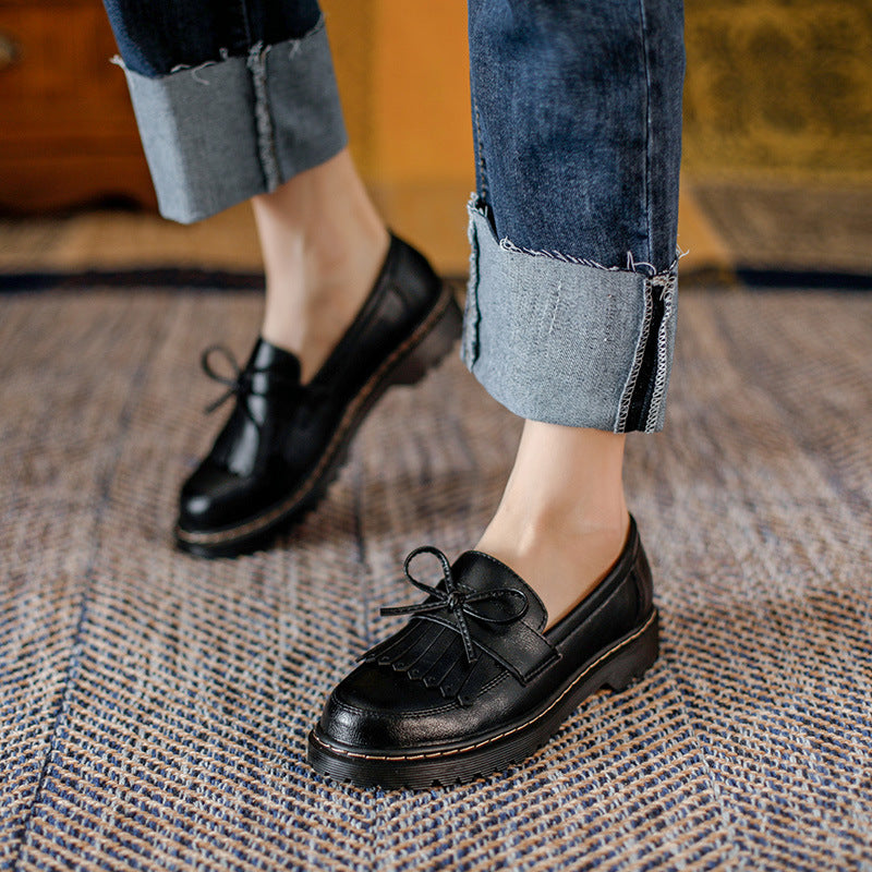 Britische Retro-Loafer f&uuml;r Damen mit Schleifenquaste
