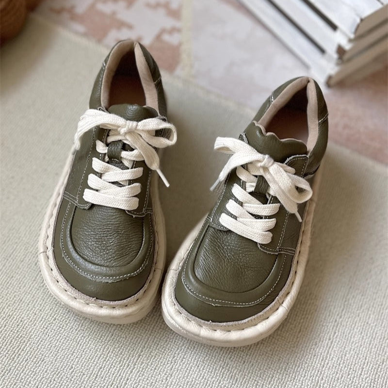 Chaussures d&eacute;contract&eacute;es basses &agrave; lacets et plateforme &eacute;paisse pour femmes &ndash; Style moche-mignon