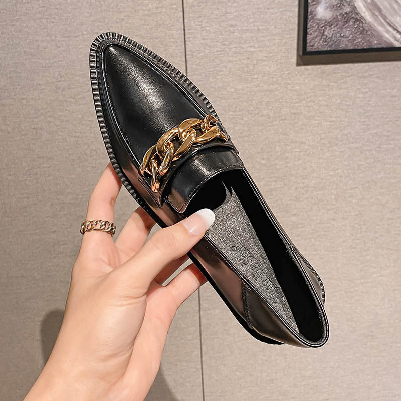Damen-Retro-Slipper mit Metallkette und dicker Sohle