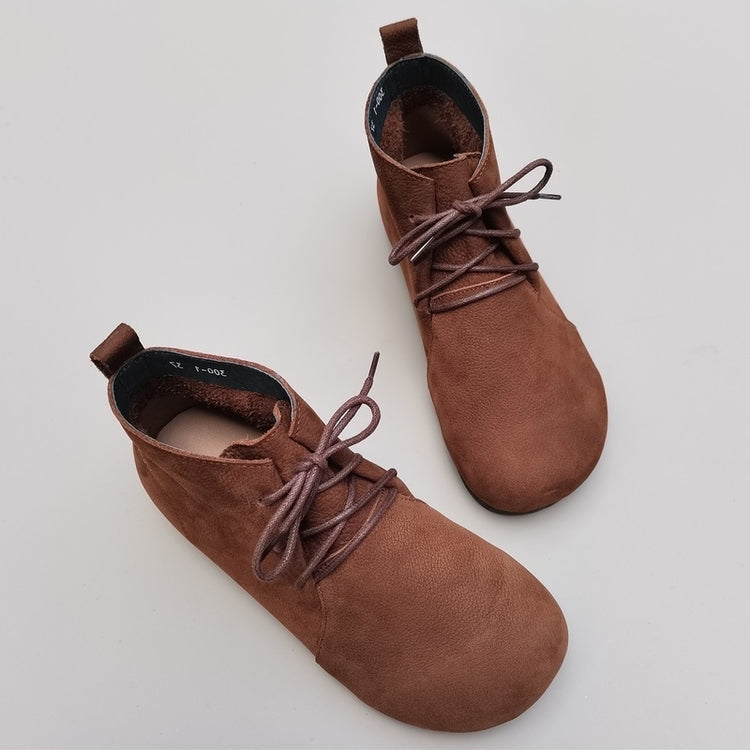 Bottes hautes plates souples r&eacute;tro en cuir v&eacute;ritable respirant pour femmes
