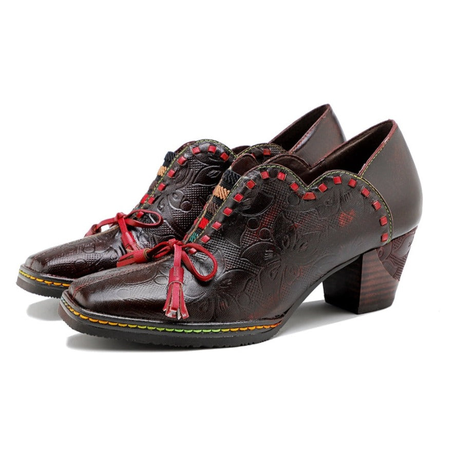 Damskie kowbojskie buty Oxford ze sk&oacute;ry naturalnej w stylu vintage