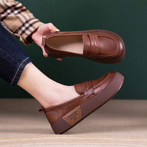 L&auml;ssige Damen-Plateau-Loafer im Retro-Stil, weiche, dicksohlige Schuhe