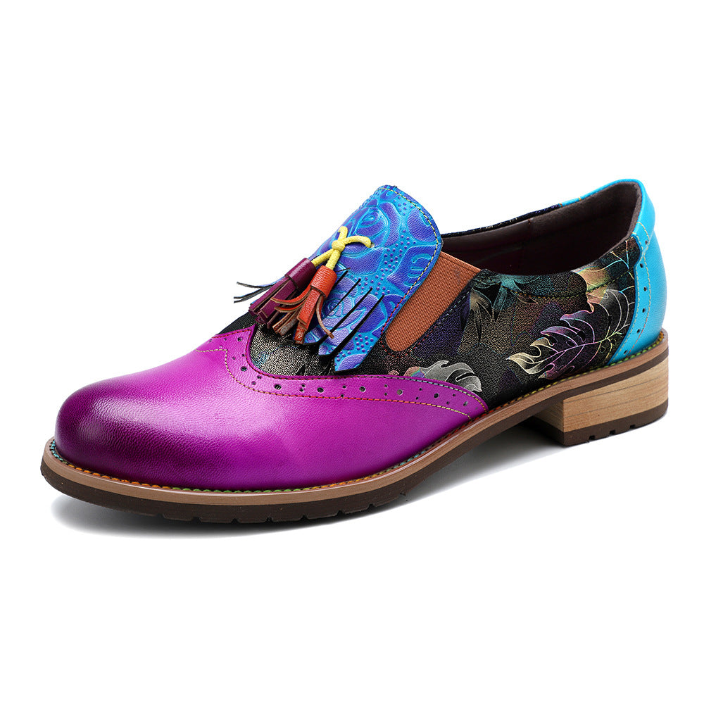 Buty damskie Oxford Retro College Style Brogue Tassel Leather