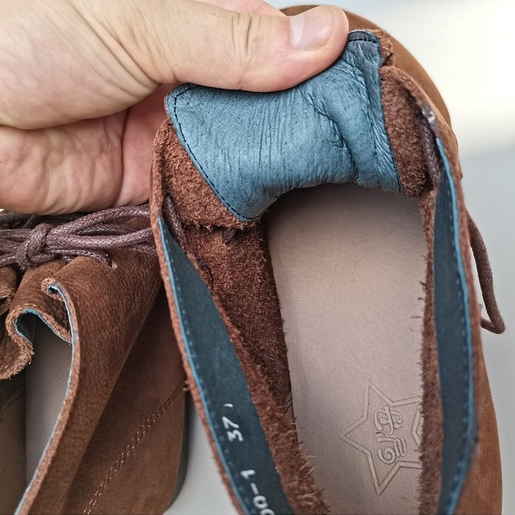Bottes hautes plates souples r&eacute;tro en cuir v&eacute;ritable respirant pour femmes