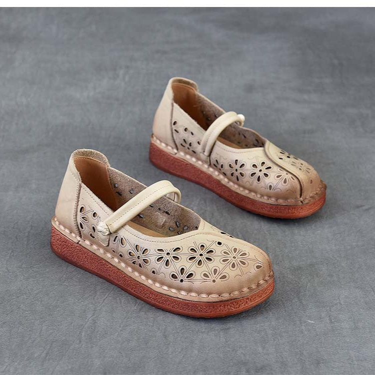 Sandales en cuir pour femme &agrave; d&eacute;coupes florales &ndash; Style &eacute;t&eacute; respirant