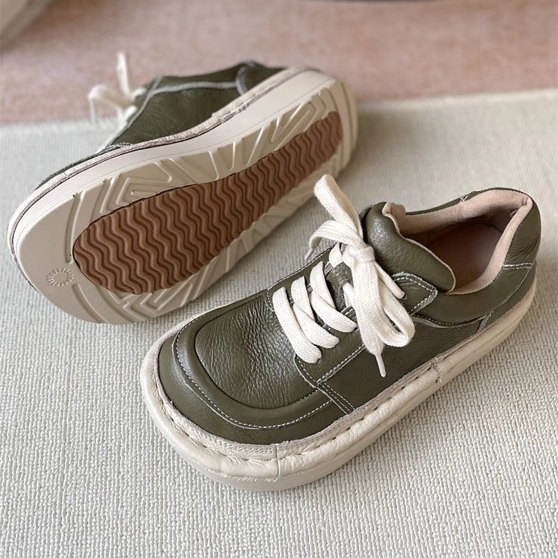 Chaussures d&eacute;contract&eacute;es basses &agrave; lacets et plateforme &eacute;paisse pour femmes &ndash; Style moche-mignon
