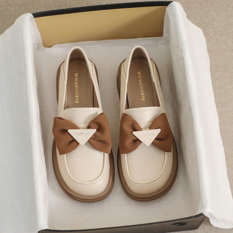 Damen-Loafer mit Blockabsatz und Schleife